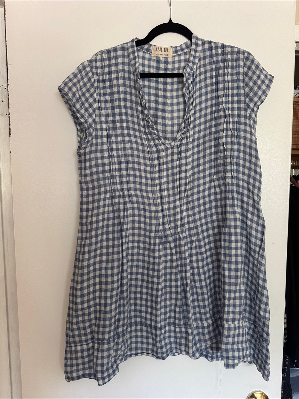 CP Shades Blue and White Gingham Cap-Sleeve Tunic